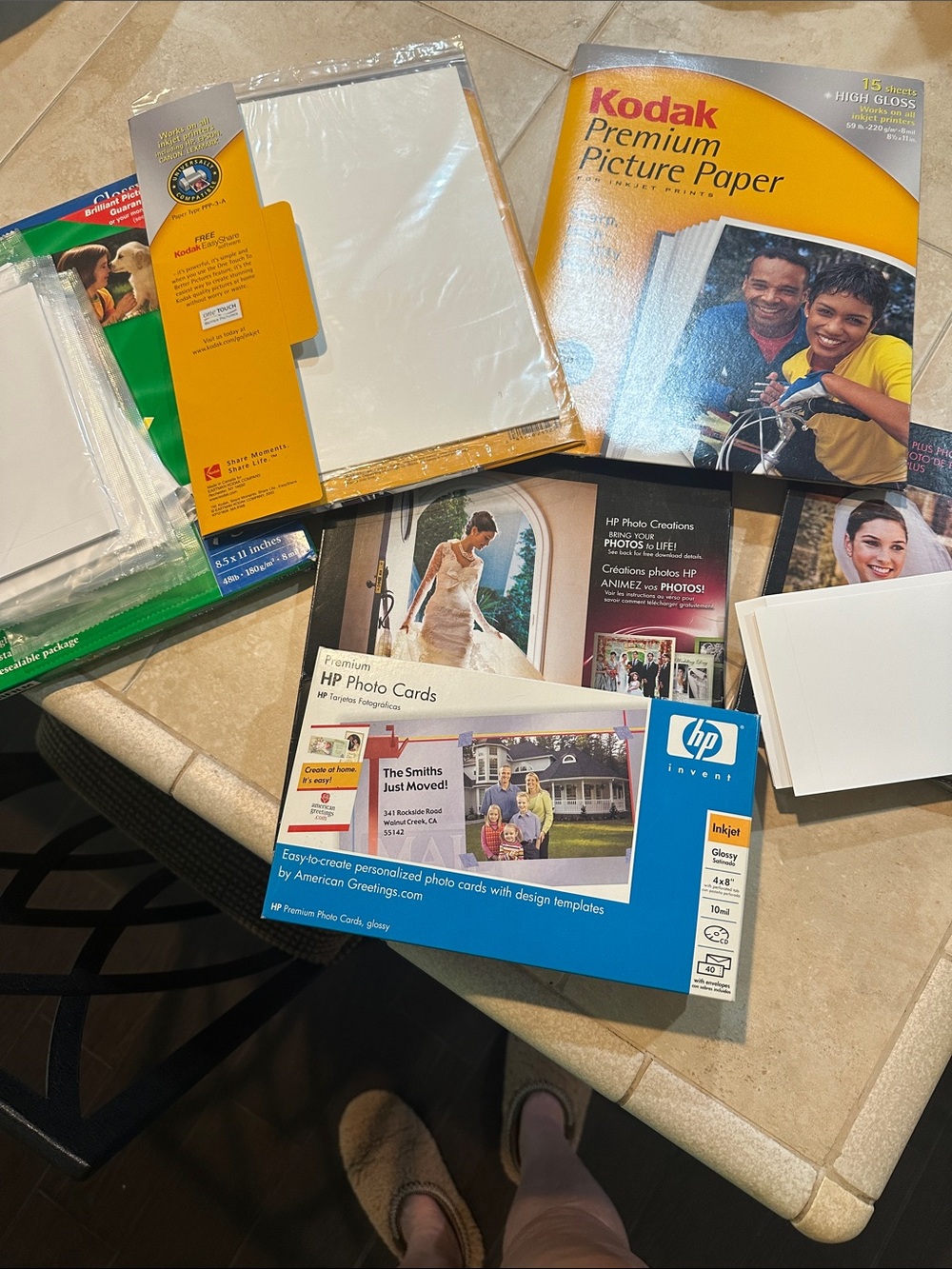 Kodak & HP Photo Paper Pack with White and Yellow Packaging